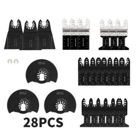 28 Accessoires d'outils Oscillants Multifonctions Lame de scie universelle pour Parkside Dewalt Ryobi Bosch Couper les coins de Bois/Métal/Plastique - 2 adaptateurs,