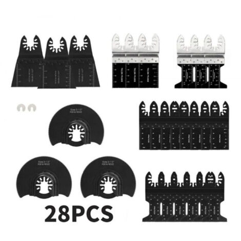 28 Accessoires d'outils Oscillants Multifonctions Lame de scie universelle pour Parkside Dewalt Ryobi Bosch Couper les coins de Bois/Métal/Plastique - 2 adaptateurs,