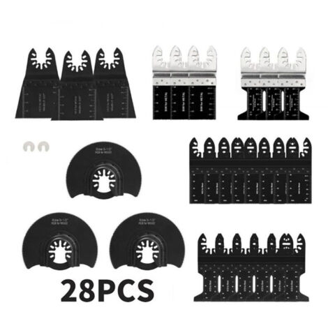 28 Accessoires d'outils Oscillants Multifonctions Lame de scie universelle pour Parkside Dewalt Ryobi Bosch Couper les coins de Bois/Métal/Plastique - 2 adaptateurs,TRIMEC