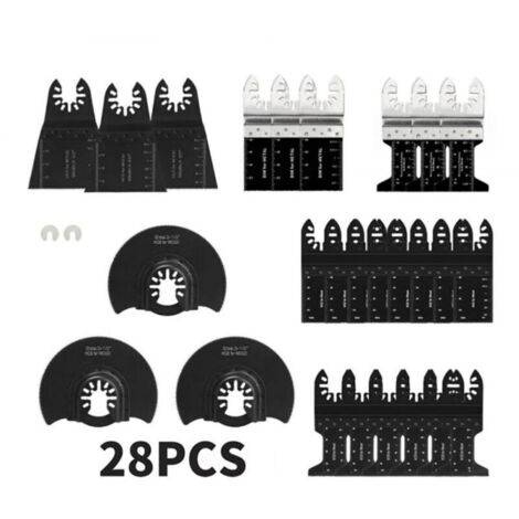 28 Accessoires d'outils Oscillants Multifonctions Lame de scie universelle pour Parkside Dewalt Ryobi Bosch Couper les coins de Bois/Métal/Plastique - 2 adaptats