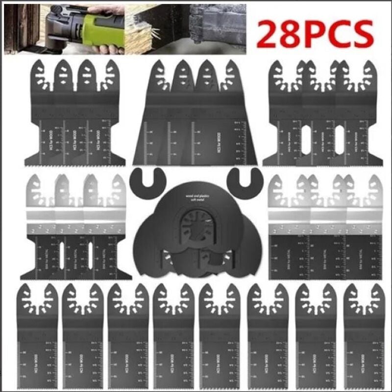 28 Accessoires d'outils Oscillants Multifonctions Lame de scie univers pour Parkside Dewalt Ryobi Bosch Couper les coins de Bois/Métal/Plastique - 2