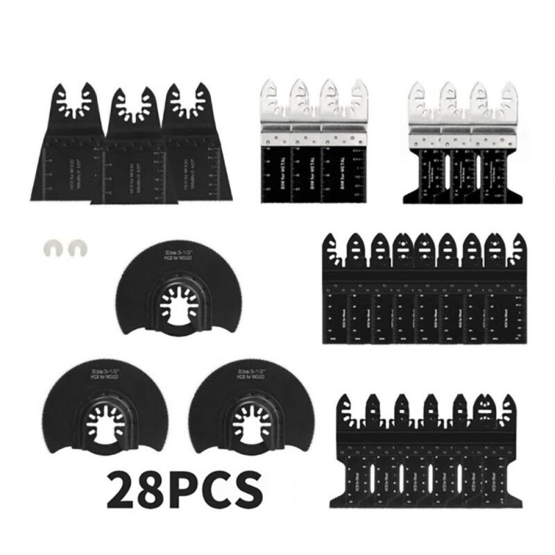 28 Accessoires d'outils Oscillants Multifonctions Lame de scie universelle pour Parkside Dewalt Ryobi Bosch Couper les coins de Bois/Métal/Plastique