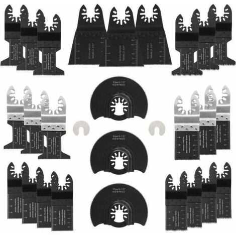 COOCHEER 28 Accessori per utensili oscillanti multifunzionali Lama per sega universale per Parkside Dewalt Ryobi Bosch Taglio angoli Legno/Metallo/Plastica - 2 adattatori