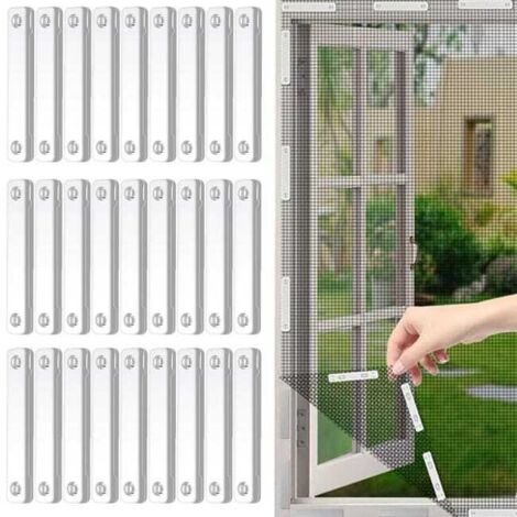 28 Clip Magnetiche per Zanzariera – Supporti Autoadesivi per Finestra