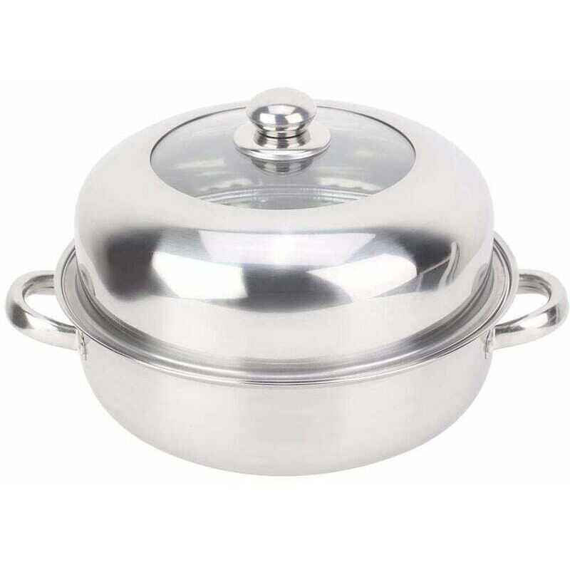 28 cm Cuiseur vapeur en acier inoxydable avec couvercle en verre Pour plaques vitrocéramiques et à induction
