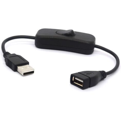 28 cm kurzes USB-Kabel, USB 2.0 Stecker auf Buchse Verlängerungskabel mit Ein-/Ausschalter für Raspberry Pi und Arduino