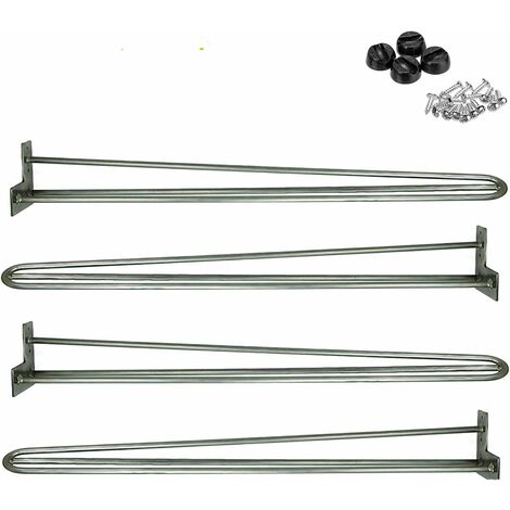 28 inch 71cm Hairpin Legs Raw Steel Unfinished 3 Prong for Dining Table, Desks, Console Table, Side Table Industrial Mid Century Modern Feel for DIY Projects 4PCS (10MM) w/Protector Feet & Screws