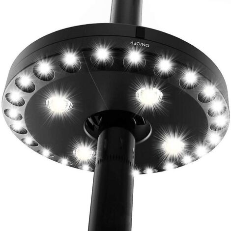 28 LED pour parasol de terrasse - 3 modes de luminosité, bâton lumineux à piles pour parasols et camping