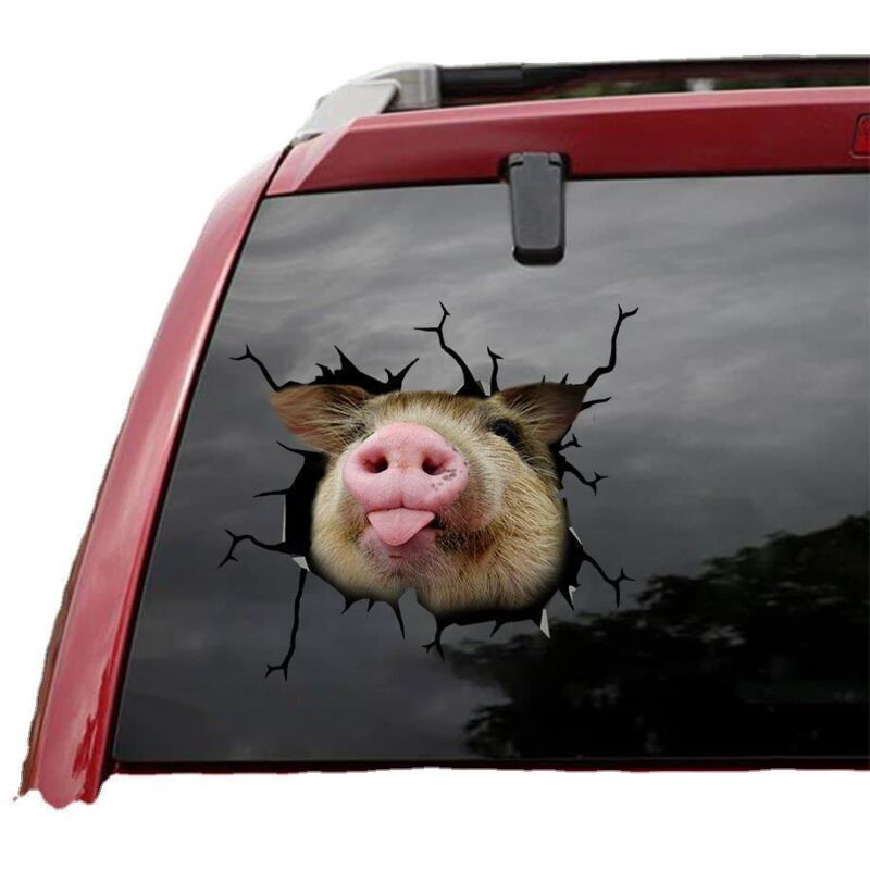 28 pegatinas para coche, pegatinas de pared, pegatinas 3D de animales interesantes, tamaño 30 x 30 cm, pegatinas creativas de cristales rotos, 1 ud