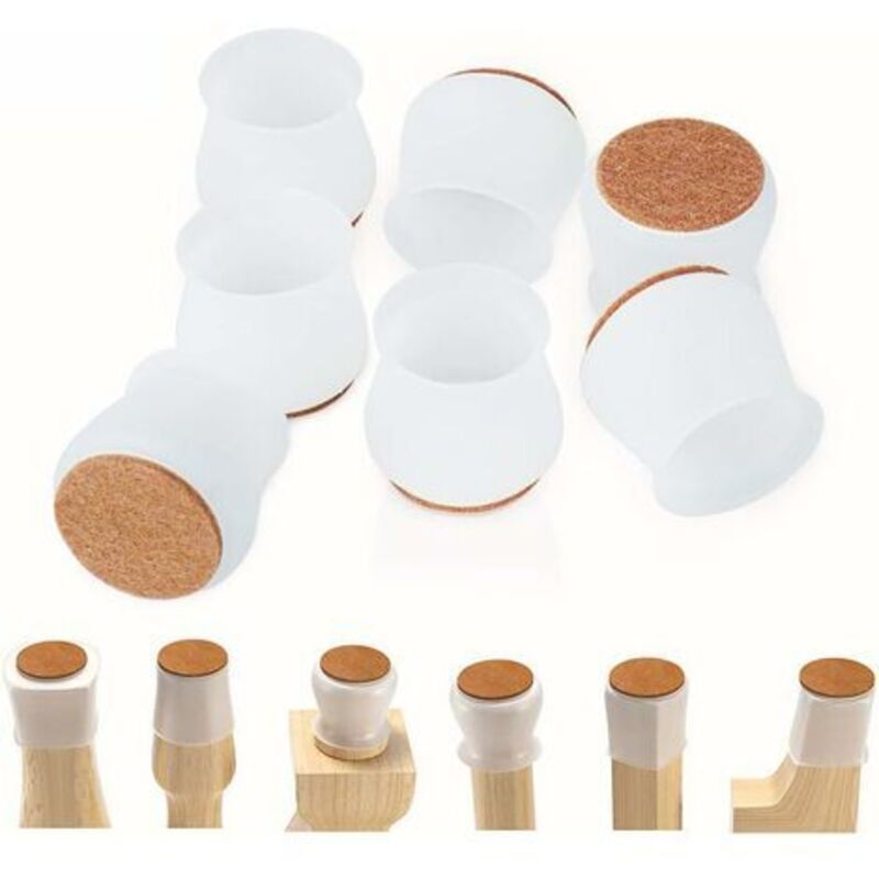 28 Pièces Protecteurs de Pieds de Chaise en Silicone avec Capuchons de Chaise en Feutre Antidérapants pour Prévenir les Rayures au Sol et Réduire le