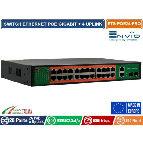28 PORTE SWITCH ETHERNET POE GIGABIT 24 PORTE GE + 2 UPLINK GE + 2 UPLINK GE SFP