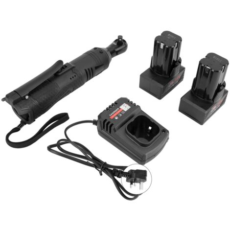 28-V-Akku-Ratschenschlüssel mit 90°-Winkelstück, 3/8-Zoll-Werkzeug, UK-Stecker 110–240 V