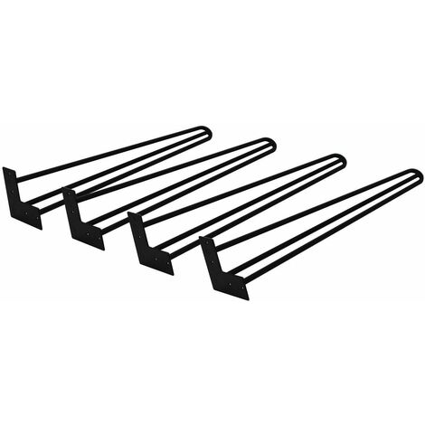 28 Zoll,4x Haarnadel Tischbeine Tischkufen Tischgestell mit Dreifachstab inklusive Freie Bodenschoner für Kaffeetisch, Tisch und Schreibtisch, Schwarz (71cm)