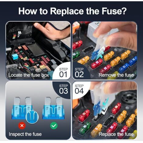 280 Pcs Fusible Voiture Set, 182 Mini Fusibles Auto + 98 Moyenne Fusibles Automobile + 1 Extracteurs de fusibles - pour Voiture/Moto