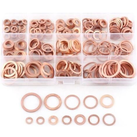 280 pcs Professionnel Assortiment De Rondelle De Cuivre Joint Set Assortiment Anneau Plat Joint Assortiment-HB044