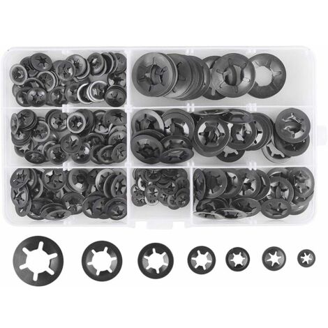 280 Pcs Rondelles De Blocage Rondelles De Verrouillage, Rondelles À Verrouillage Rapide De Rondelles De Verrouillage En Acier M3 M4 M5 M6 M8 M10 M12, 7Tailles, Noir