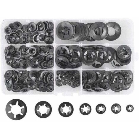 280 Pcs Rondelles De Blocage Rondelles De Verrouillage, Rondelles À Verrouillage Rapide De Rondelles De Verrouillage En Acier M3 M4 M5 M6 M8 M10 M12, 7Tailles, Noir