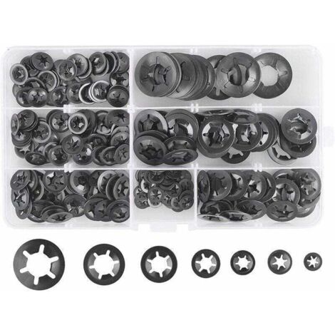 280 Pcs Rondelles De Blocage Rondelles De Verrouillage, Rondelles À Verrouillage Rapide De Rondelles De Verrouillage En Acier M3 M4 M5 M6 M8 M10 M12, 7Tailles, Noir