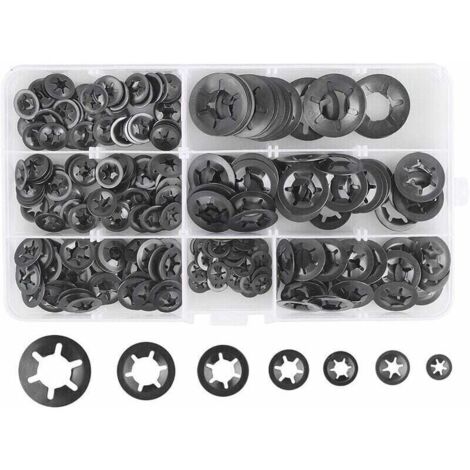 280 Pcs Rondelles De Blocage Rondelles De Verrouillage, Rondelles Verrouillage Rapide De Rondelles De Verrouillage En Acier M3 M4 M5 M6 M8 M10 M12, 7Tailles, Noir,