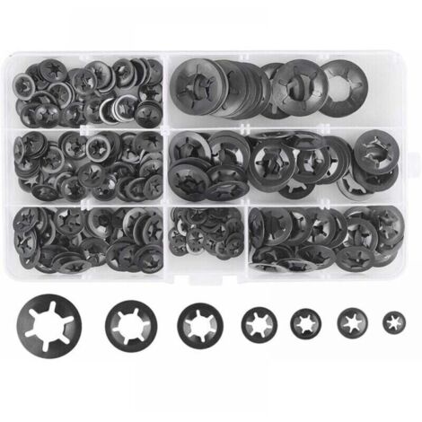 280 pezzi di rondelle elastiche, rondelle elastiche in acciaio, rondelle elastiche a sgancio rapido M3 M4 M5 M6 M8 M10 M12, 7 misure, nero