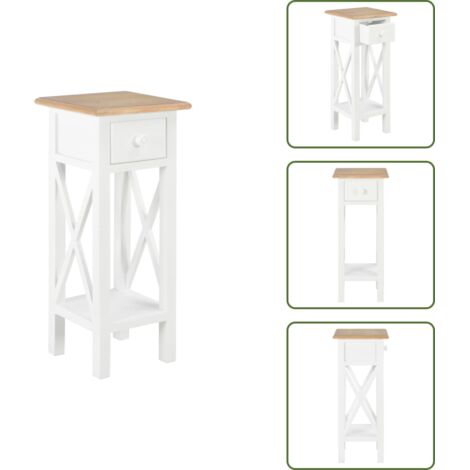 280057 The Living Store Tavolino Laterale Bianco 27x27x65,5 cm in Legno - Tavolino ingresso