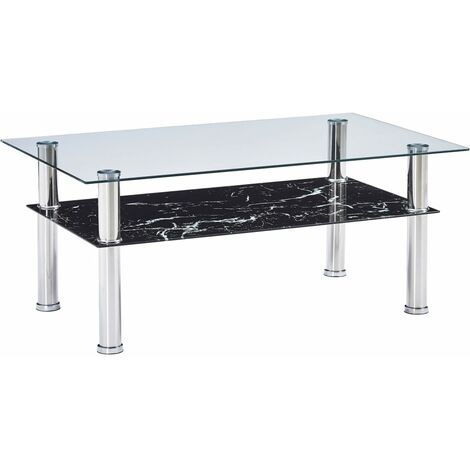 280099 Table salon Moderne - Coffee Table with Marble Look Black 100x60x42 cm Tempered Glass FR51564