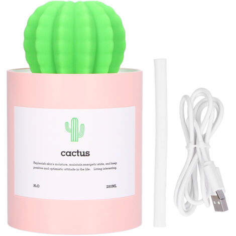 280ml Cactus Desktop Humidifier USB Power Supply Mute Nano Atomization HumidifierPink