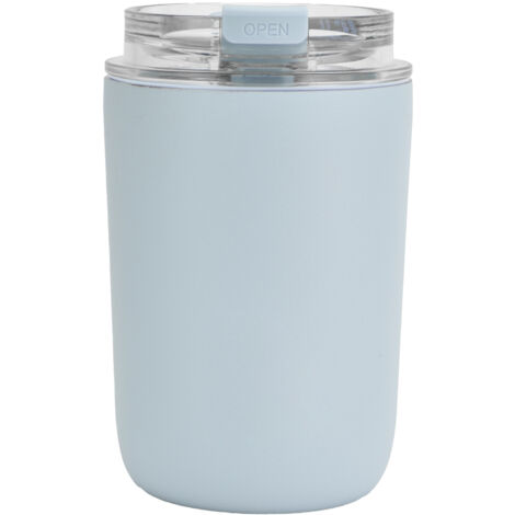 280ml Coffee Cup Household Portable Large Capacity Silicone Stainless Steel Vacuum Flask for Birthday GiftBlue