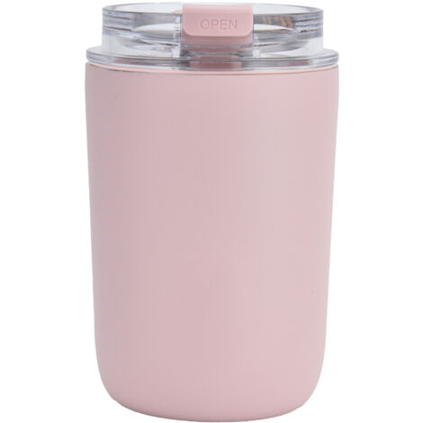 280ml Coffee Cup Household Portable Large Capacity Silicone Stainless Steel Vacuum Flask for Birthday GiftPink
