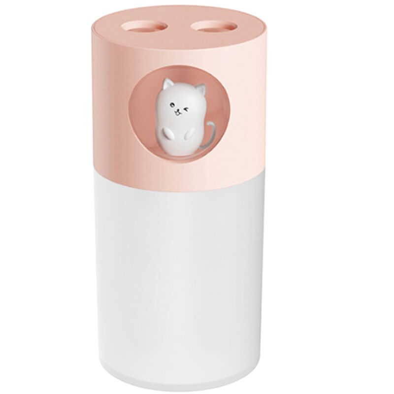 

280ML lindo mascotas humidificador de aire 2 boquillas de nebulizacion de aerosol ligero humidificador Noche USB, Rosa