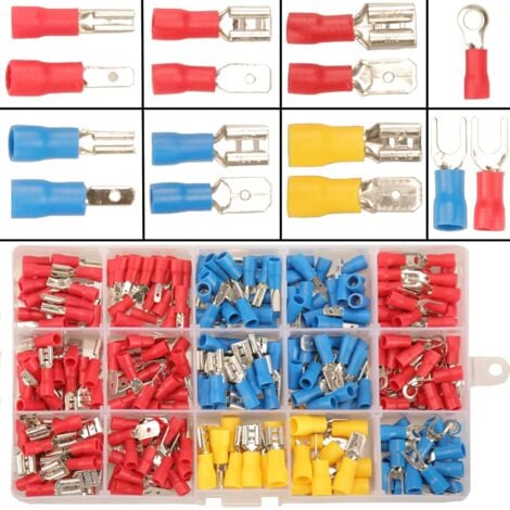 DPZO 280pcs Cosses électriques à Sertir, 15 Sortes Cosse Electrique Automobile Cosses Voiture, Cosse Male Femelle Assortiment Cosse Electrique Plate 2.8mm 4.8mm 6.3mm, Connecteurs électriques Kit a Sertir-