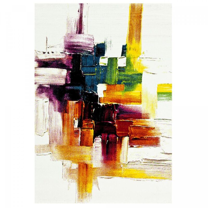 Unamourdetapis - Tapis salon et chambre 80x150 crème rectangle tissé motif abstrait belo 3