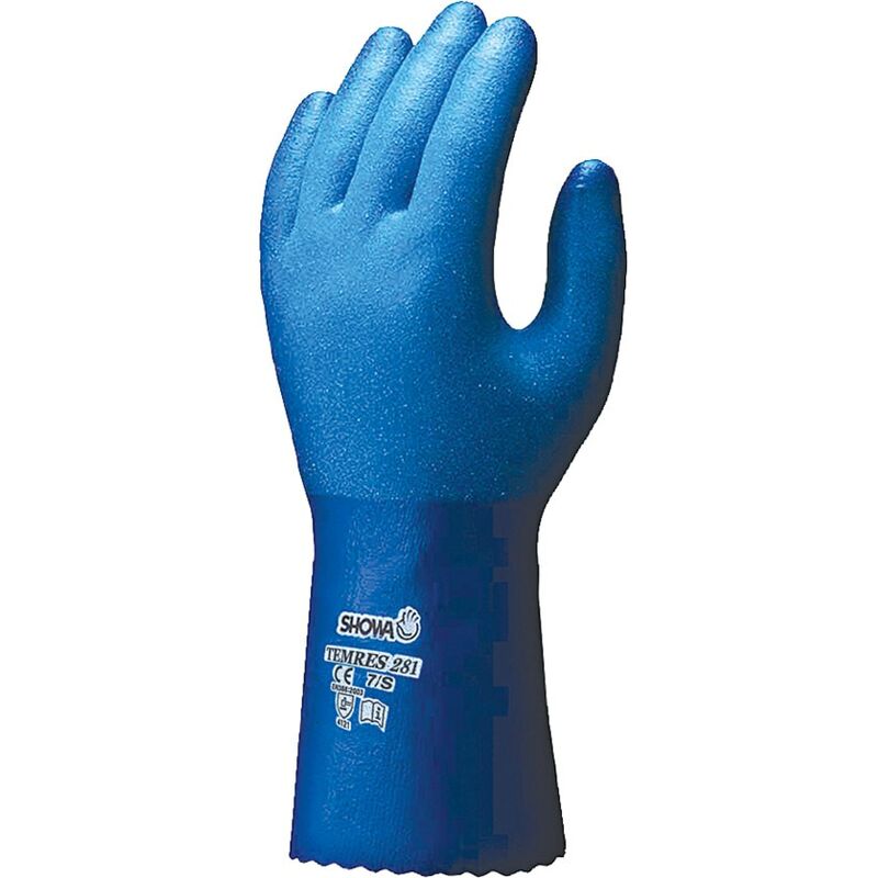 Showa Pu Coated Gloves, for Liquid Protection, Blue, Size 8