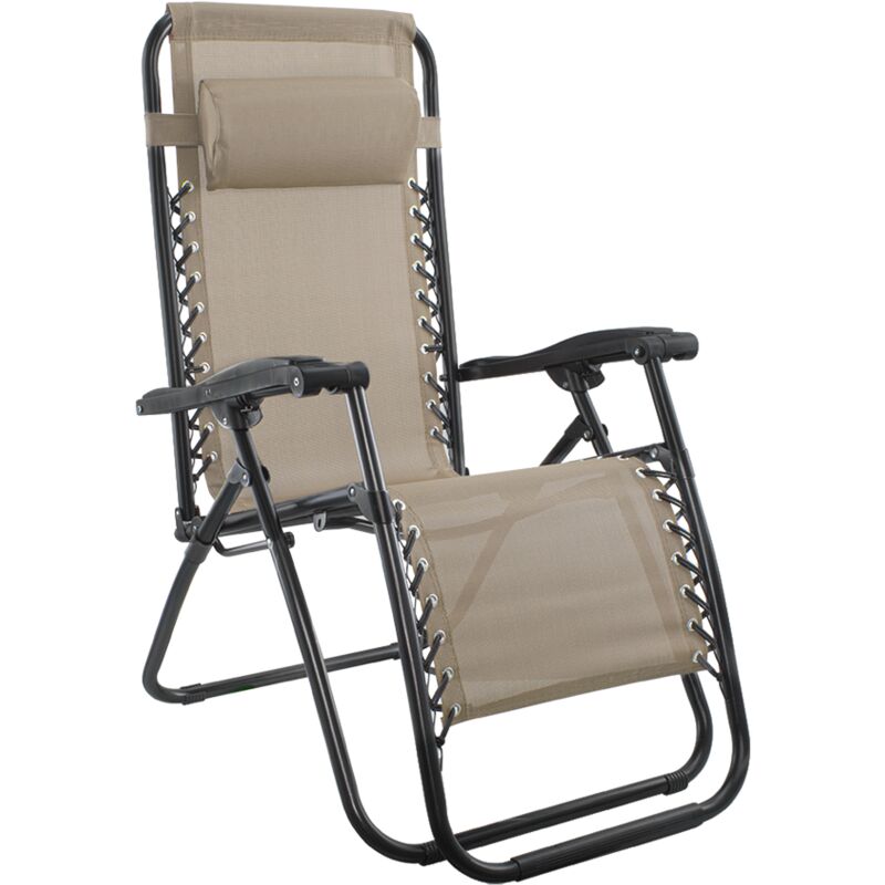Set 2 chaises pliantes Gravità Zero avec dossier inclinable poltrona textilène Couleur: Beige
