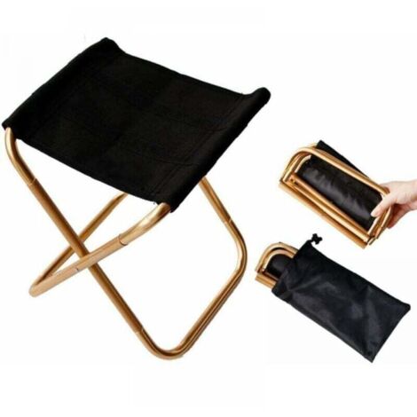 282422cm Mini Chaise Pliante Portable dorée avec Pochette, Tabouret Pliable Compact ultraléger en Aluminium avec Un Sac de Transport