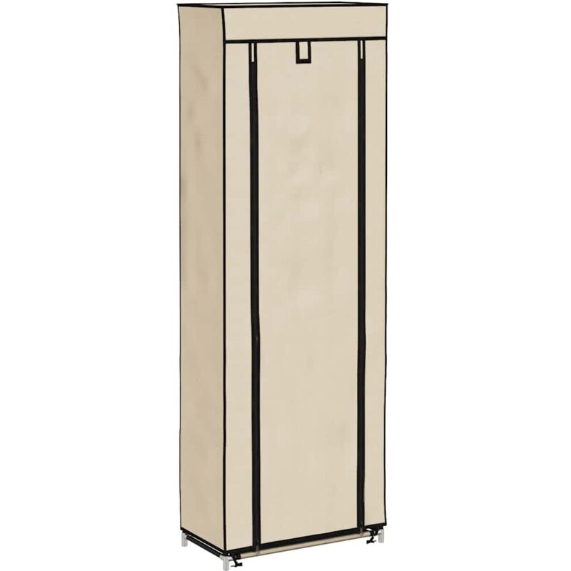 Shoe Cabinet with Cover Cream 57x29x162 cm Fabric - Cream - Vidaxl