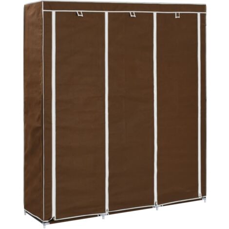 Wardrobe with Compartments and Rods 150x45x175 cm Fabric Brown