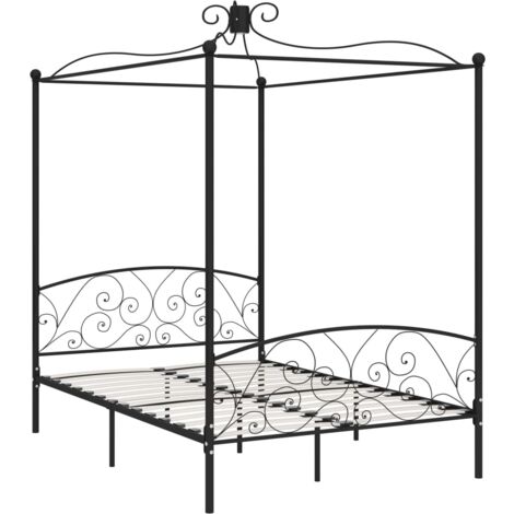 284476  Canopy Bed Frame without Mattress Black Metal 120x200 cm vidaXL