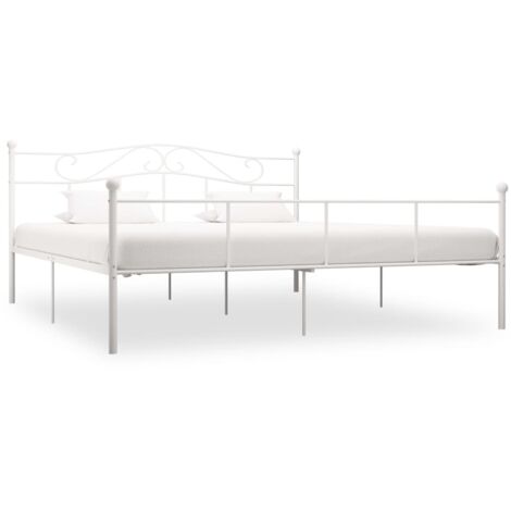 284521  Bed Frame without Mattress White Metal 180x200 cm Super King vidaXL