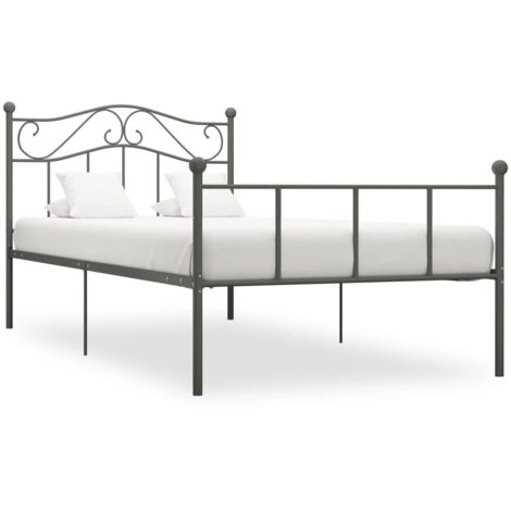 284531 Bed Frame without Mattress Grey Metal 100x200 cm vidaXL