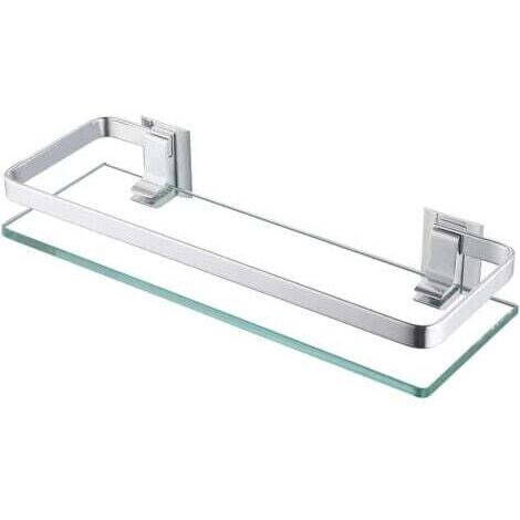 28,5x12x4,2cm, Badezimmerregale, Glasduschregal, Wandregal, Duschablage mit Regal, rechteckiges gehärtetes Glas, gebürstetes Finish