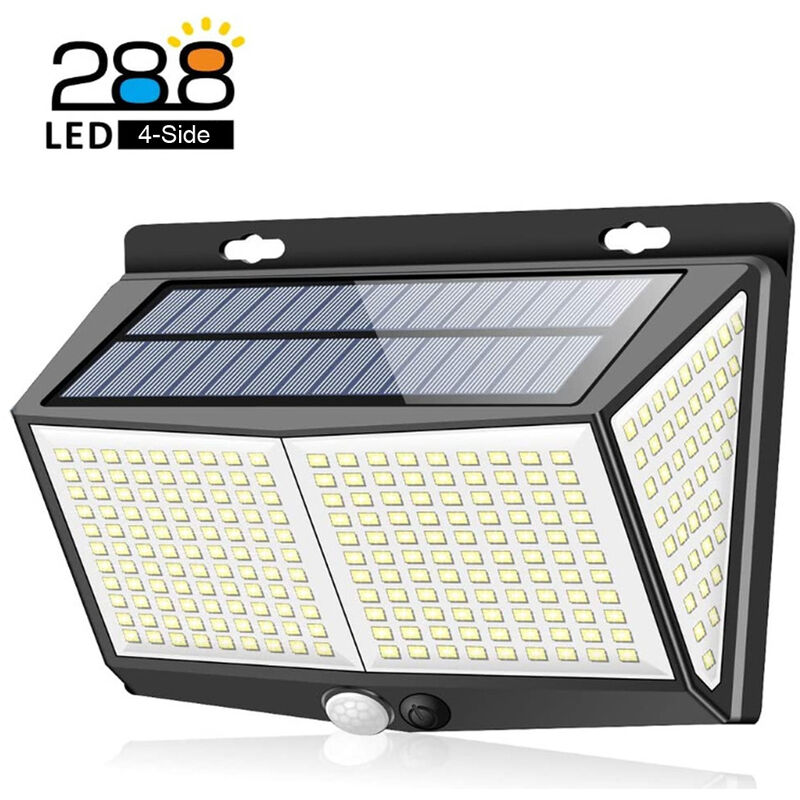 

288LED de energia solar de la pared la luz de movimiento PIR sensor de luces impermeable al aire libre del jardin luz de la noche de 4 lados