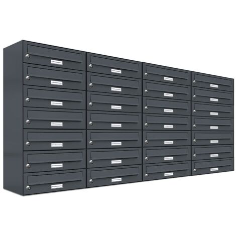 28er Briefkasten Anthrazit Anlage 28 Fach Wandbriefkasten Postkasten
