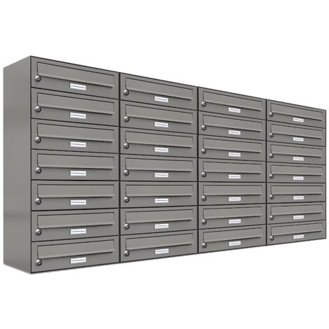 28er Premium Briefkasten Aluminiumgrau RAL Farbe 9007 für Außen Wand Postkasten