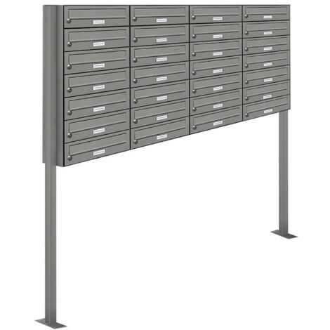 28er Premium Standbriefkasten Aluminiumgrau RAL 9007 freistehend Postkasten Ständer