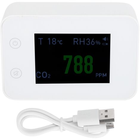 2.8in Air Quality Detector Infrared Induction Digital CO2 PM2.5 Tester USB Charging White