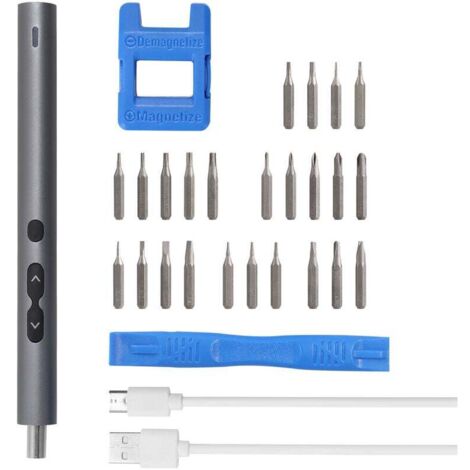 28in1 200 U/min 0,35Nm Drehmoment Kabelloser wiederaufladbarer Mehrzweck-Elektroschraubendreher Typ C Schraubenbohrer-Set Mini-Elektrowerkzeug Multifunktionsschraubendreher mit LED-Licht zur Reparatur