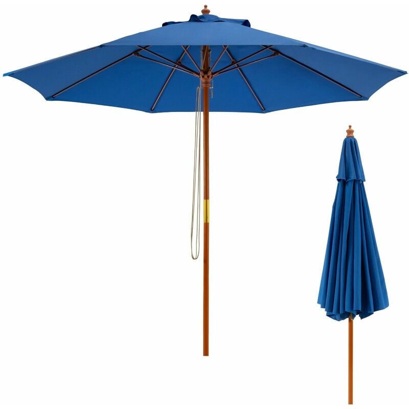 2.8M Pulley Lift Round Patio Umbrella Outdoor Garden Market Parasol