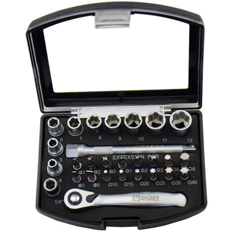 28pcs Mini ensemble de combinaison de clé à cliquet de précision, manchon Batch Head combo rallonge Bar