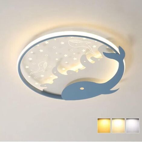 28W 40cm LED Dolphin Ceiling Light with 3 Lighting Modes for Children's Room, Living Room, or Office